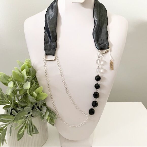 JEWELED ART Handcrafted Satin Nights Ribbon Necklace - Picture 1 of 8